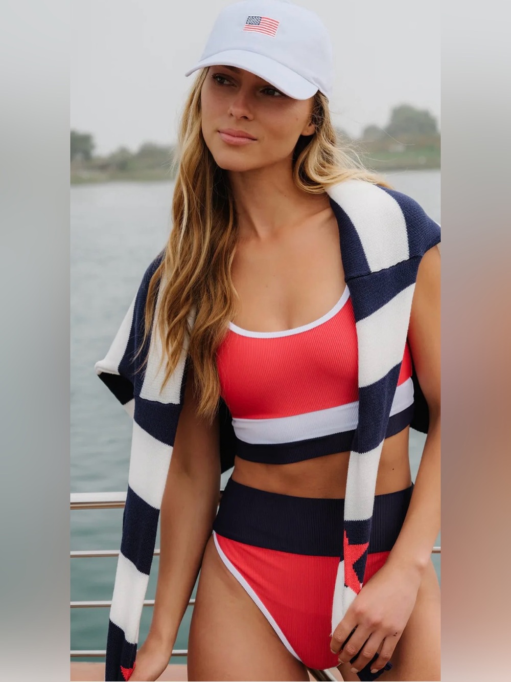 New Beach Riot Eva Americana Colorblock Bikini Swim Top size XS
